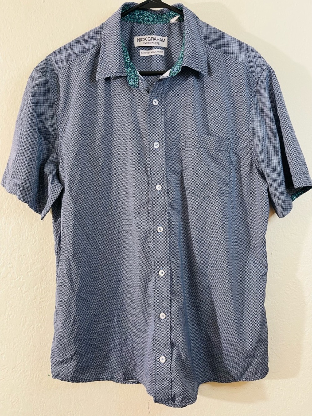 Nick Graham Everywhere Mens Stretch Modern Fit Micro Circle Button Size Large